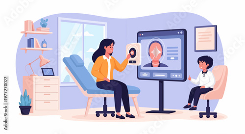 Woman Having Online Therapy Session with Doctor.