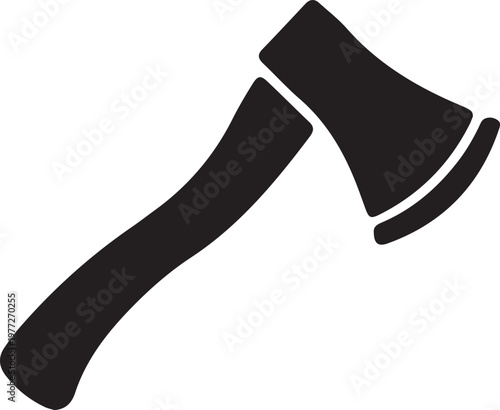 Black Axe Icon Silhouette Vector. Minimalist Woodwork Hand Tool Graphic. 