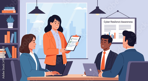 Business Meeting with Colleagues and Presentation.