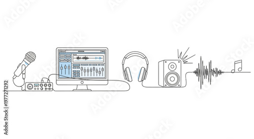 Audio equipment for music production studio.