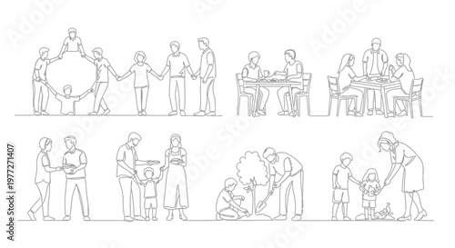 People interacting in various social settings.