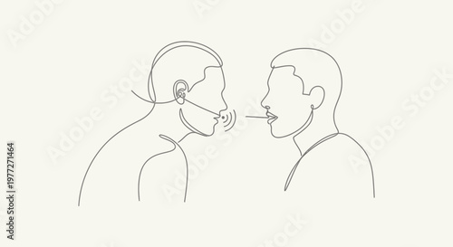 Two men whispering to each other.