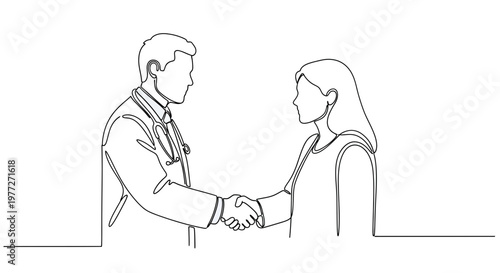 Businessman and businesswoman shaking hands.