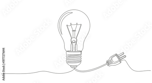 Light Bulb with Electric Cord Plugged.