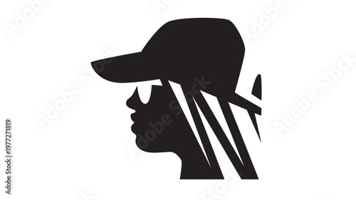 Cap profile silhouette with abstract lines over a woman's face, representing style and individuality
