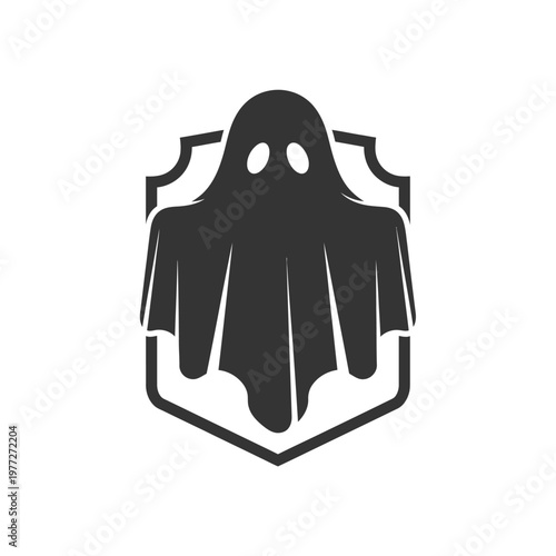 Ghost Emblem Icon - Spooky Spirit Shield Badge, Halloween Silhouette
