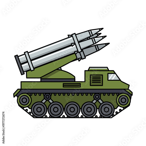 Military Rocket Launcher Vehicle - Armored Artillery Vehicle with Missiles