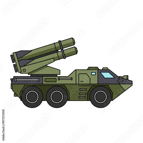 Modern Military Missile Launcher Vehicle - Armored Rocket Artillery System