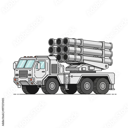 Modern Rocket Launcher Truck Illustration - Military Vehicle, Artillery System