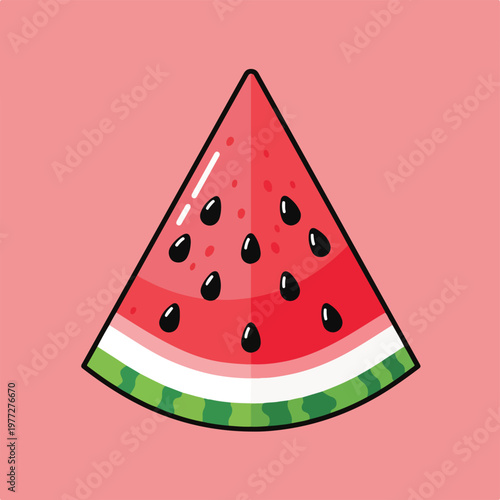 Watermelon Slice on Pink Background for Summer Snack Theme