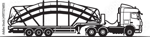 Semi-truck, trailer, transportation, cargo, vector illustration