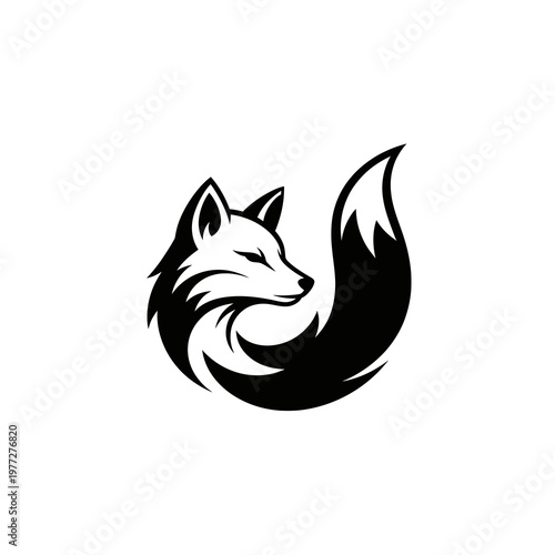 Elegant Black Fox Logo in Minimal Abstract Vector Style Isolated on Light Background