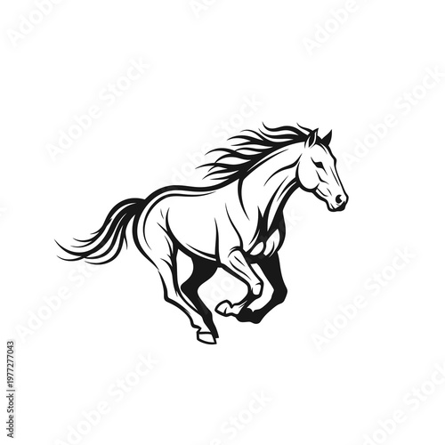Running Horse Logo in Elegant Black Line Art Vector Style Isolated on Light Background