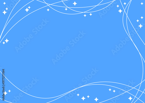 シンプルで使いやすい背景素材_白ラインとキラキラのあしらい_ブルー