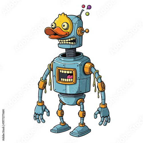 Cartoon Robot with Duck Head for Kids Education and Entertainment