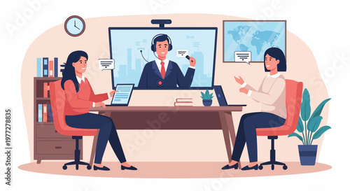 Business Colleagues Having Online Video Conference.