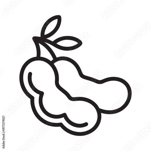 Simple black and white line drawing of two connected pears with a stem