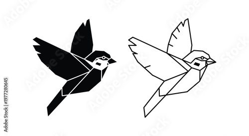 Origami Bird Art & Paper Folding Designs Vector