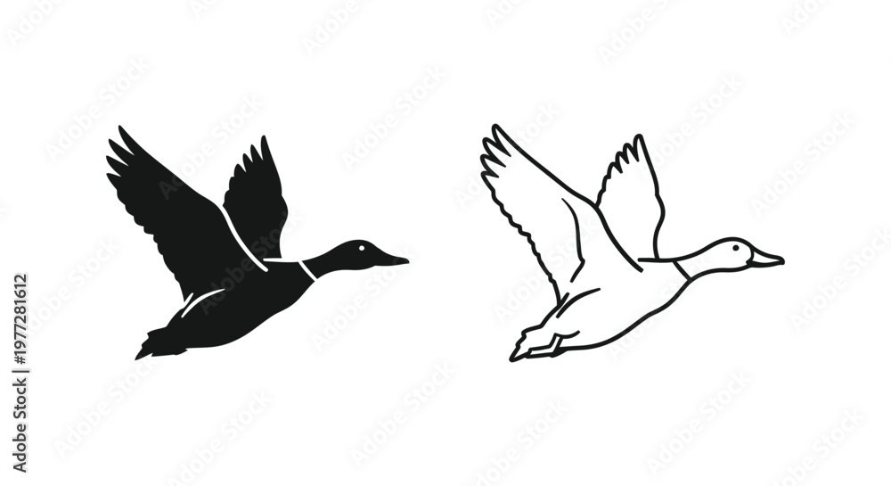 Fototapeta premium Flying Ducks Silhouette Vector Art Design Vector