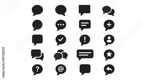 Collection of Speech Bubbles and Communication Icons for Digital Design