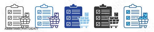 Shopping checklist icon set multiple style collection