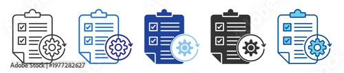 Process checklist icon set multiple style collection