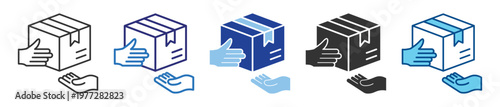 Package handling icon set multiple style collection