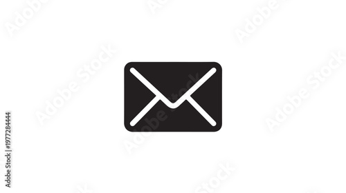 Simple black and white envelope icon symbolizing communication and correspondence in digital and physical mail systems