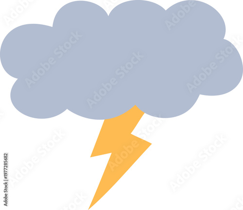 雷と雲のシンプルでかわいいベクターイラスト