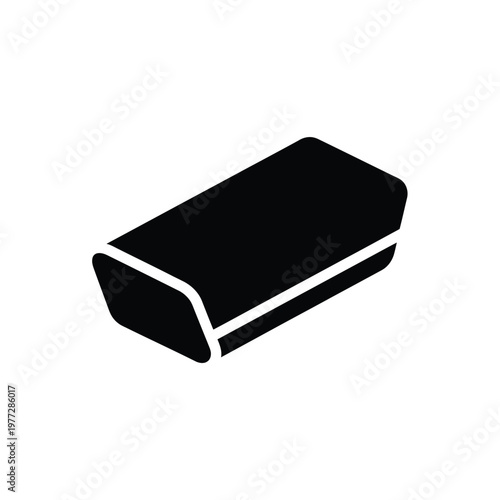 Black Eraser Icon On White Background rubber stationery