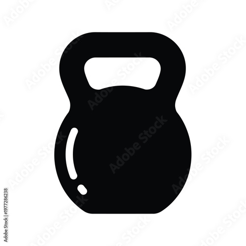 Black Kettlebell Icon on White Background weight fitness