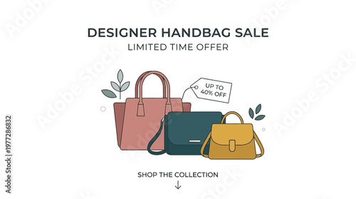 Designer Handbag Sale Advertisement with Discount Offer