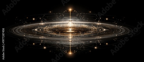 Abstract Sci-Fi Space Galaxy with Rings and Light
