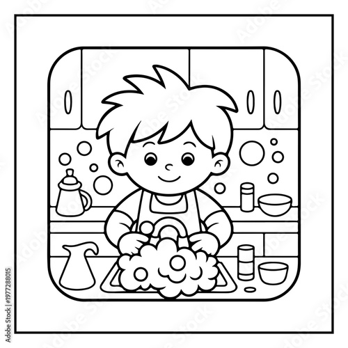Cozy Routine Coloring Page for Kids
