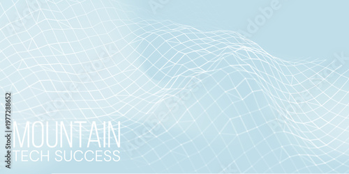 Clean vector illustration of tech success mountain with subtle contours