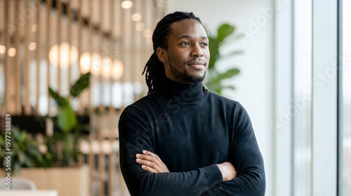 Portrait of a successful African American entrepreneur in modern office