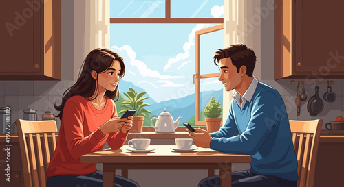 Couple Having Breakfast Together at Home.