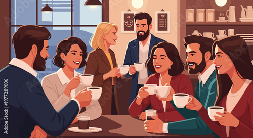 Group of Business People Drinking Coffee Together.