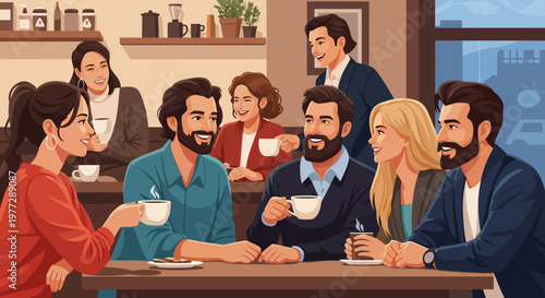 Group of Friends Enjoying Coffee Together.