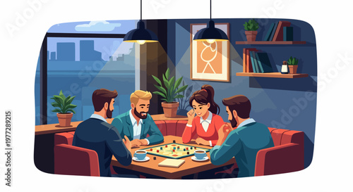 Group of People Playing Board Game.