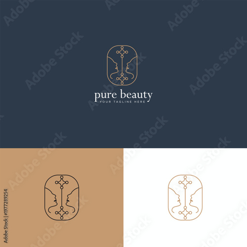 Luxury Minimalist Beauty Face Line Art Logo Template