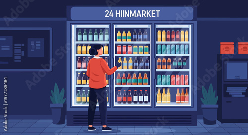 Man Buying Drinks from Vending Machine.