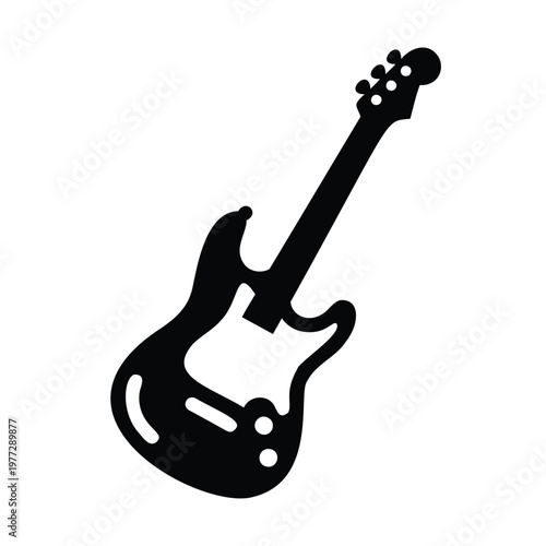 Electric guitar icon silhouette on white background