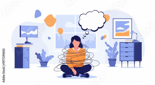 Woman Overwhelmed with Stress and Anxiety.