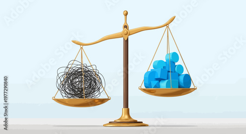 Balance Scale with Tangles and Cubes.