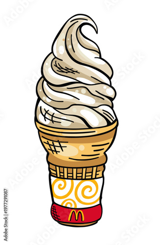 фотографія Ice Cream Cone Illustration from McDonalds in vector