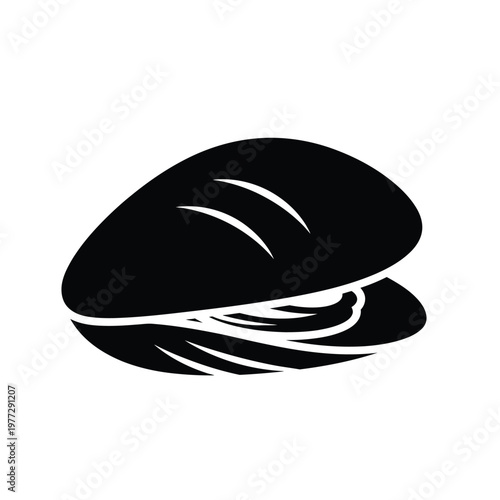Open Clam Shell Silhouette Icon seafood