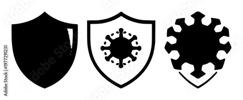Immune system set with protective shield illustration featuring health, medical, defense with immunity and biology