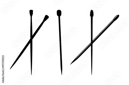 Acupuncture needles set with solid black icon on white background featuring acupuncture, needle, icon with medical and symbolic