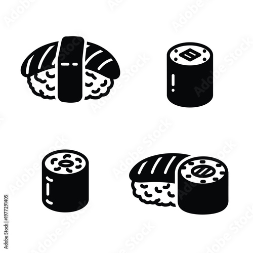 Sushi and Maki Rolls Icons Set japanese food asian food